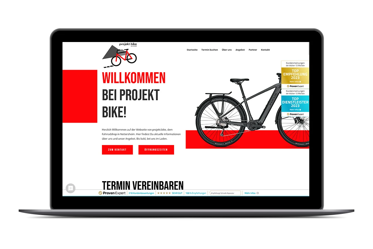 Mockup Screendesign Projekt Bike 